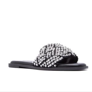 Qupid Idris Black Silver Knit Sandal